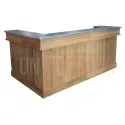 Bar d'angle moderne en chêne massif 240cm x 140cm avec espace Frigo, retour à droite - Chester