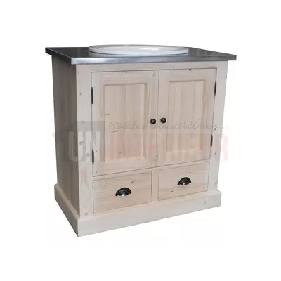 Meuble bain 90cm en pin massif - Grant