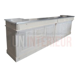 Comptoir de bar CHR en pin massif 360cm avec espace Frigo - Chester