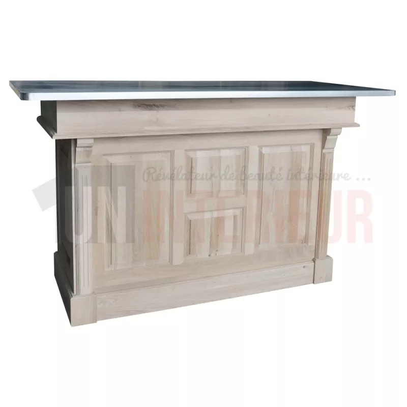 Ilot central de cuisine haut en chêne massif 180cm - Chester