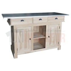 Ilot central de cuisine haut en chêne massif 180cm - Chester