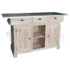 Ilot central de cuisine haut en chêne massif 180cm - Chester