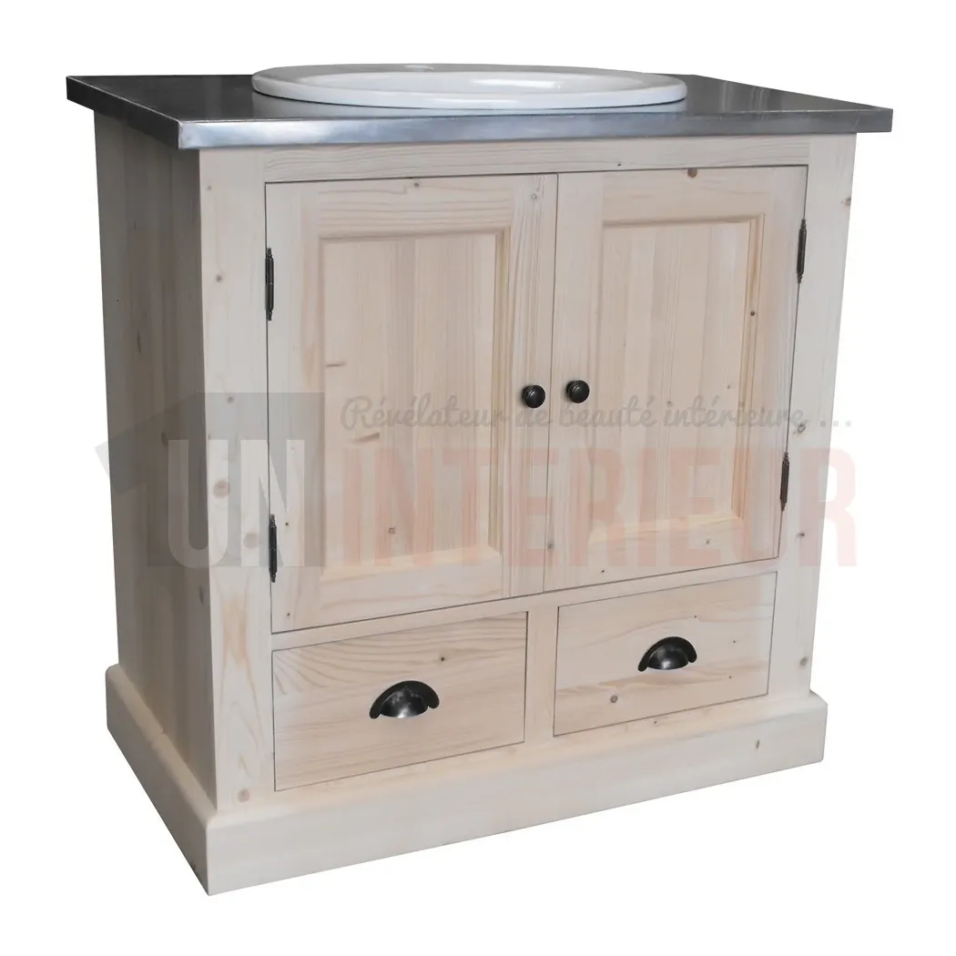 Meuble bain 90cm en pin massif - Grant