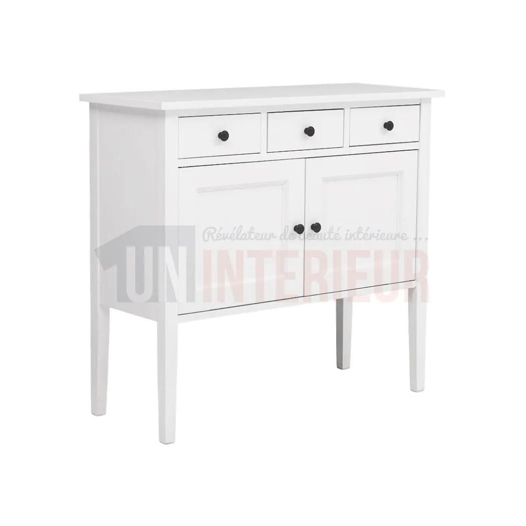 Rangement design 2 portes, 3 tiroirs en pin massif - Up