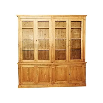 Bibliothèque directoire 4 portes, en pin massif - Directory