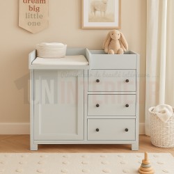 Table à langer 7 tiroirs en pin massif, commode à langer bébé - Nest