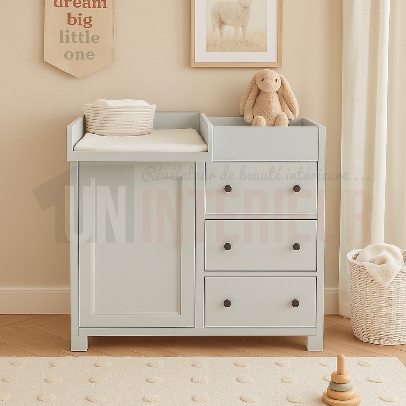 Table à langer 7 tiroirs en pin massif, commode à langer bébé - Nest