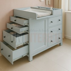 Table à langer 7 tiroirs en pin massif, commode à langer bébé - Nest