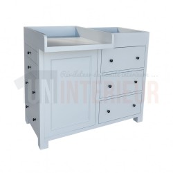 Table à langer 7 tiroirs en pin massif, commode à langer bébé - Nest