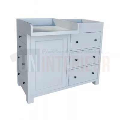 Table à langer 7 tiroirs en pin massif, commode à langer bébé - Nest