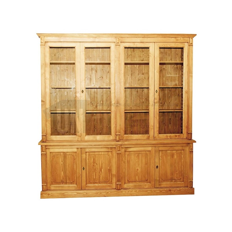 Bibliothèque directoire 4 portes, en pin massif - Directory