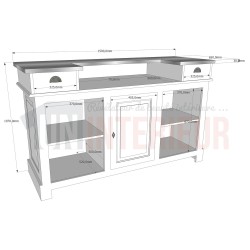 Meuble de bar 150cm en pin massif - Chester