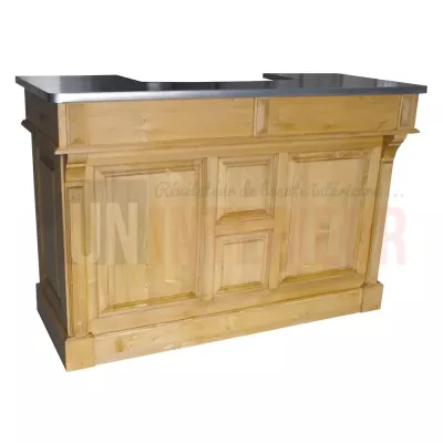 Comptoir de bar ou meuble bar en pin massif 180cm - Chester