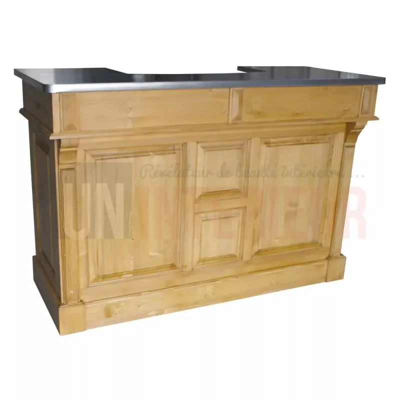 Comptoir de bar ou meuble bar en pin massif 180cm - Chester