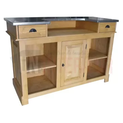 Comptoir de bar ou meuble bar en pin massif 180cm - Chester