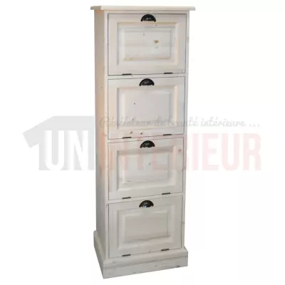 Grand meuble de mercerie en pin massif, 9 tiroirs, 3 tirettes - Leigh