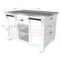Ilot central de cuisine en pin massif - Nessy