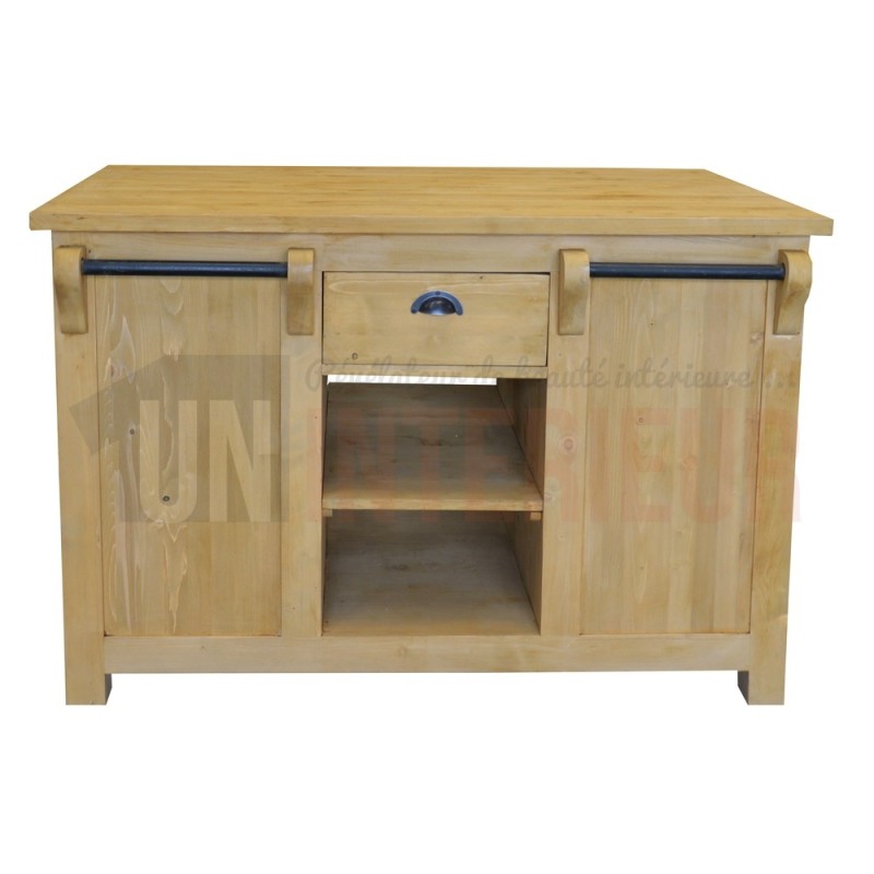 Ilot central de cuisine en pin massif - Nessy