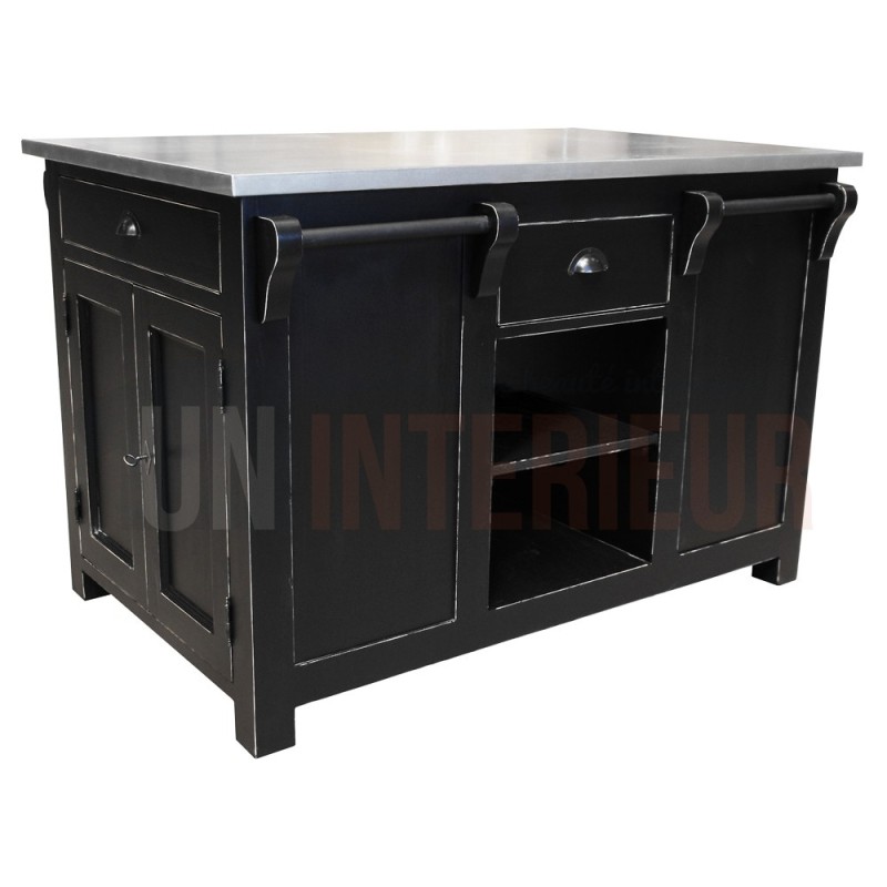 Ilot central de cuisine en pin massif - Nessy