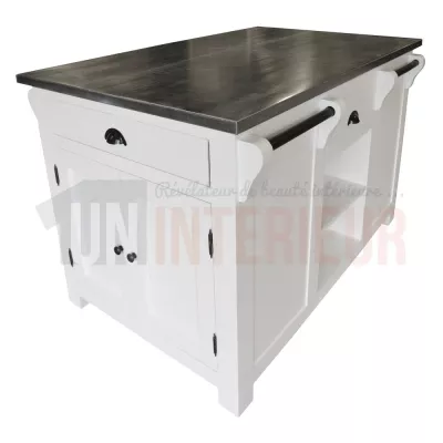 Ilot central de cuisine en pin massif - Nessy