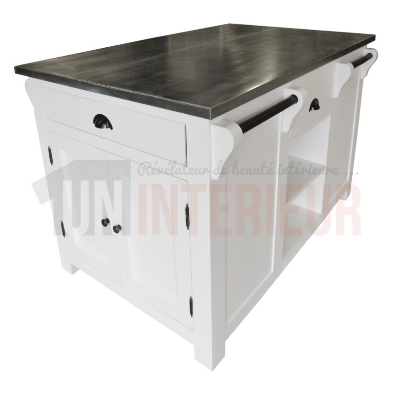 Ilot central de cuisine en pin massif - Nessy