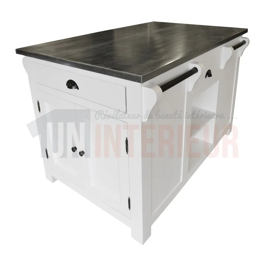 Ilot central de cuisine en pin massif - Nessy