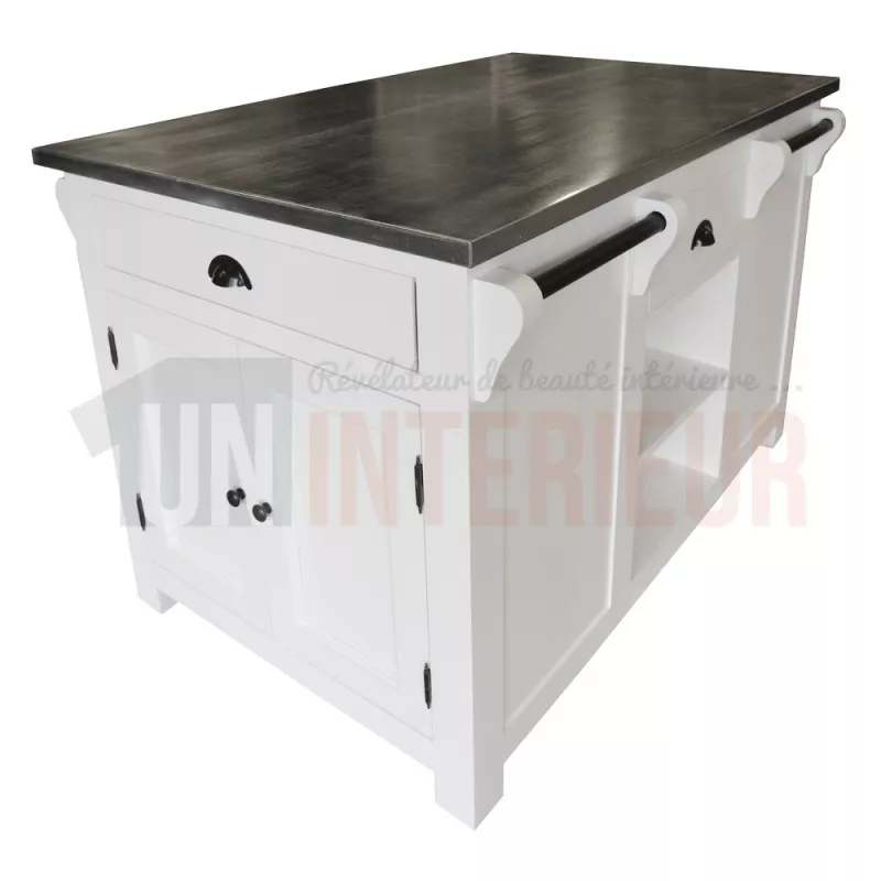 Ilot central de cuisine en pin massif - Nessy