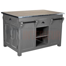 Ilot central de cuisine en pin massif - Nessy