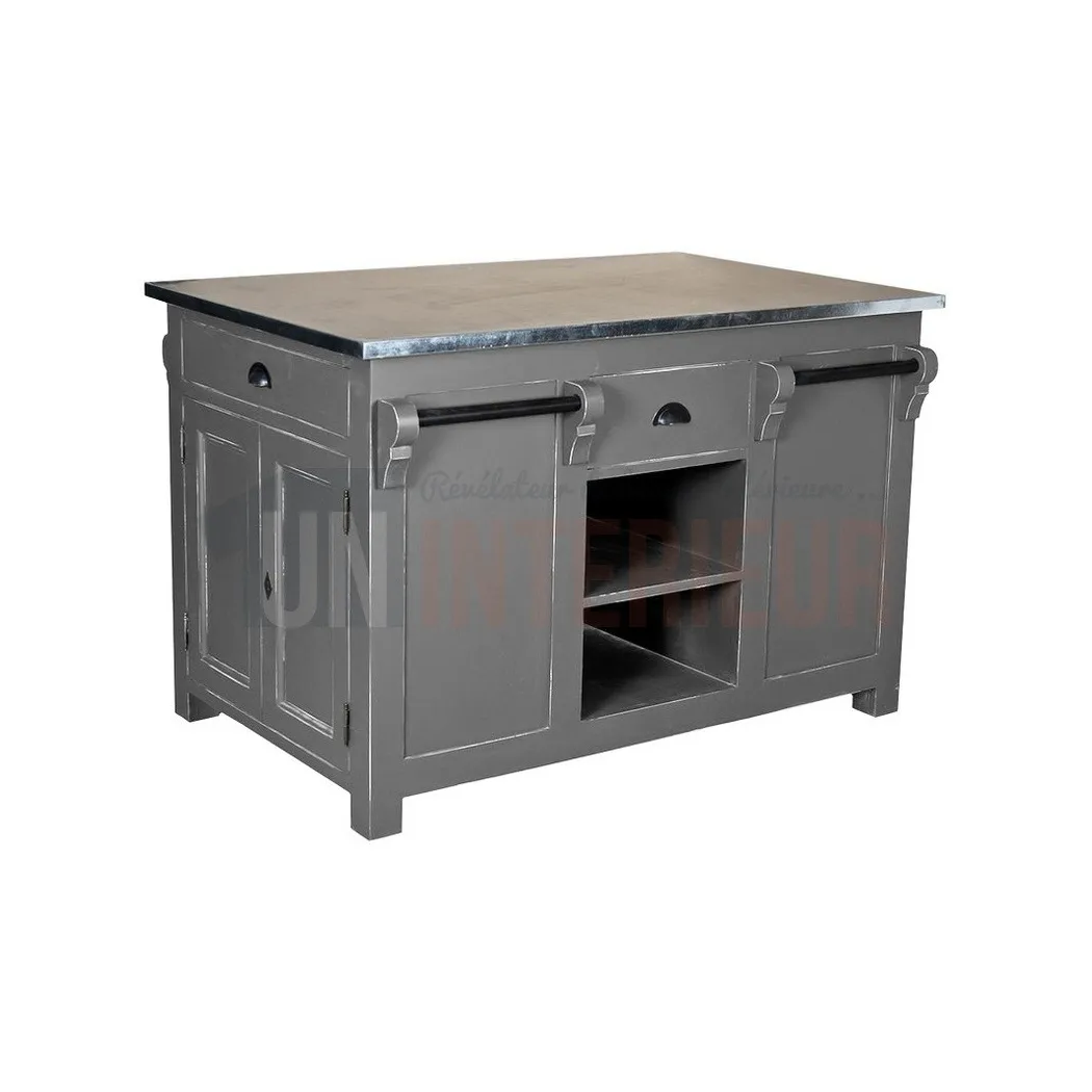 Ilot central de cuisine en pin massif - Nessy