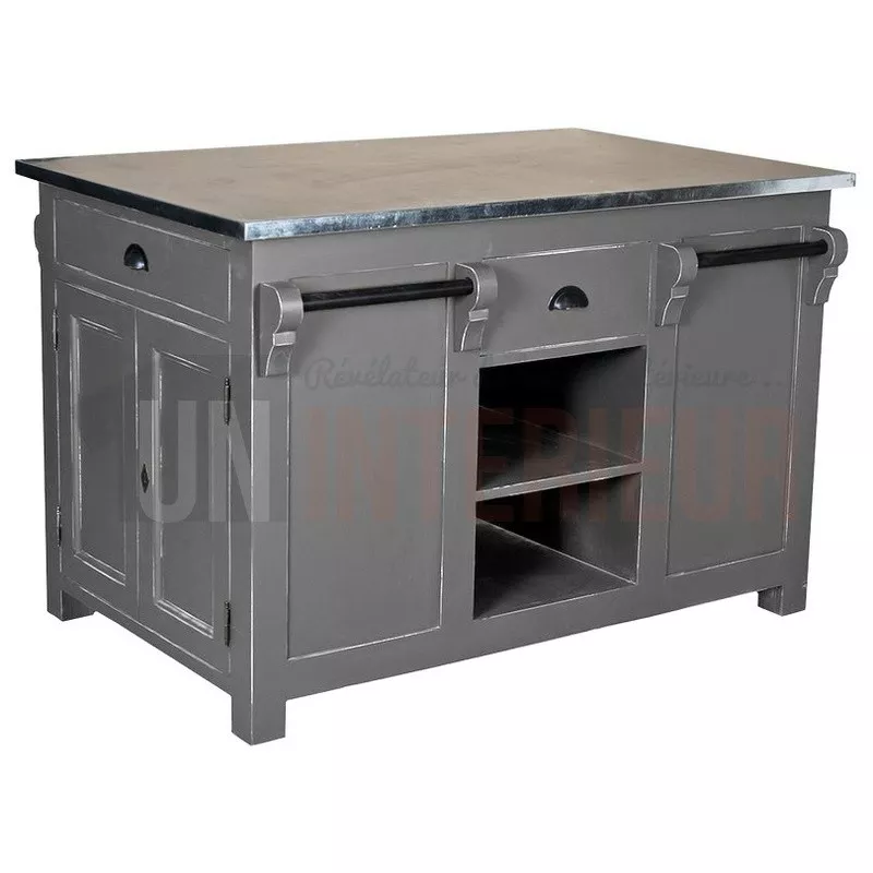 Ilot central de cuisine en pin massif - Nessy