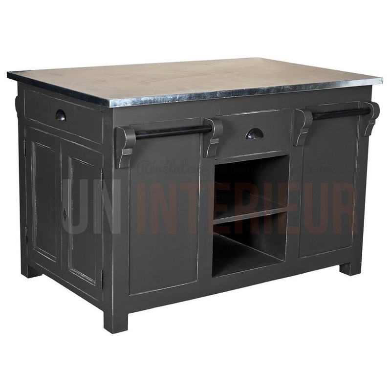 Ilot central de cuisine en pin massif - Nessy