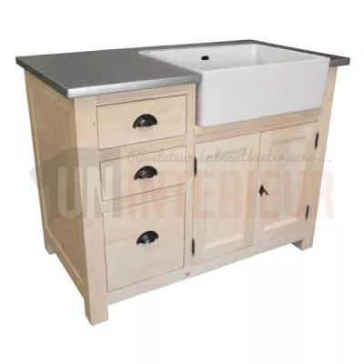 Ilot central de cuisine en pin massif - Nessy