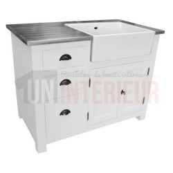 Meuble évier de cuisine en pin massif, évier céramique inclus - Straight