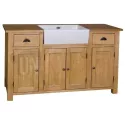 Grand meuble évier de cuisine en pin massif, évier inclus - Straight