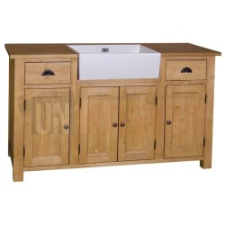 Grand meuble évier de cuisine en pin massif, évier inclus - Straight