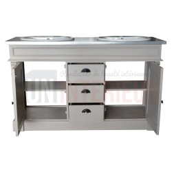 Meuble bain en pin massif, 2 vasques - Chester