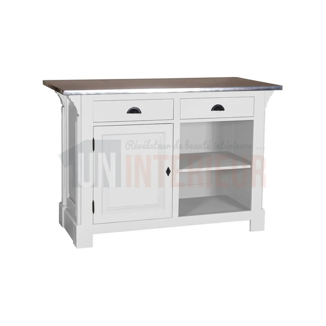 Comptoir de cuisine ou de caisse en pin massif 140cm (107cm de haut) - Chester