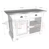 Comptoir de cuisine en pin massif 140cm (95cm de haut) - Chester