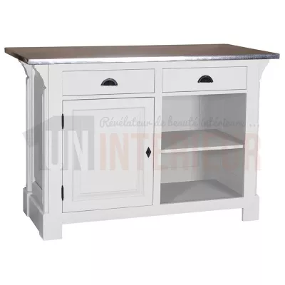 Comptoir de cuisine en pin massif 140cm (95cm de haut) - Chester