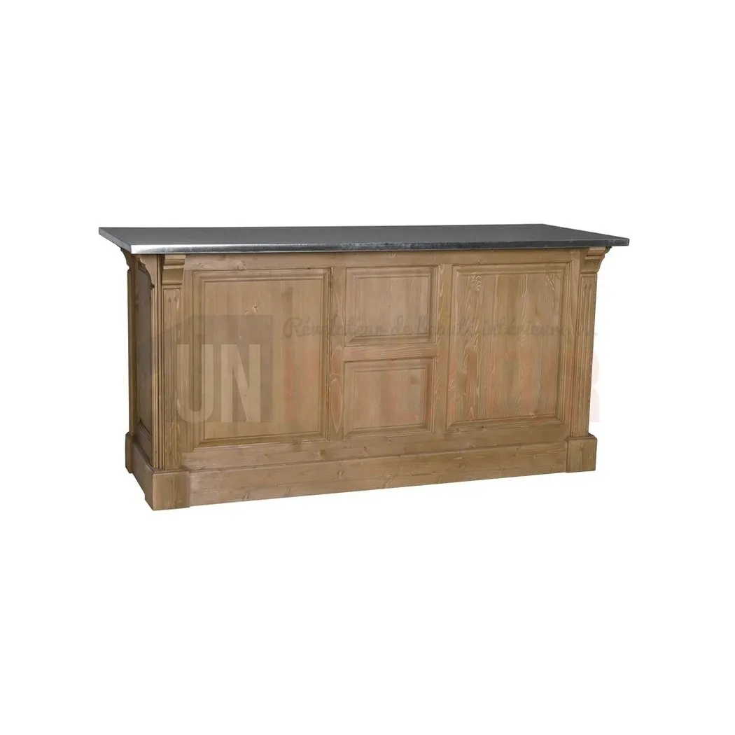 Comptoir de cuisine en pin massif 140cm (95cm de haut) - Chester