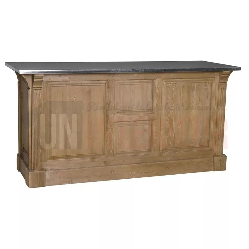 Comptoir de cuisine en pin massif 140cm (95cm de haut) - Chester