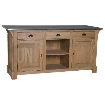 Comptoir en pin massif 190cm passe-plat (95cm de haut) - Chester