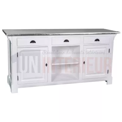 Comptoir en pin massif 190cm passe-plat (95cm de haut) - Chester