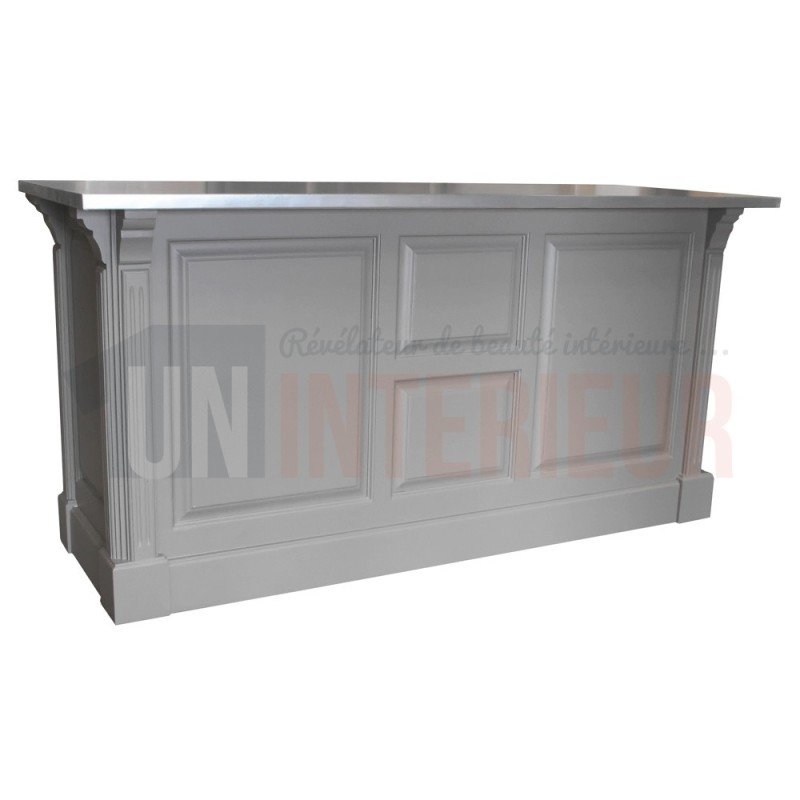 Comptoir en pin massif 190cm passe-plat (95cm de haut) - Chester