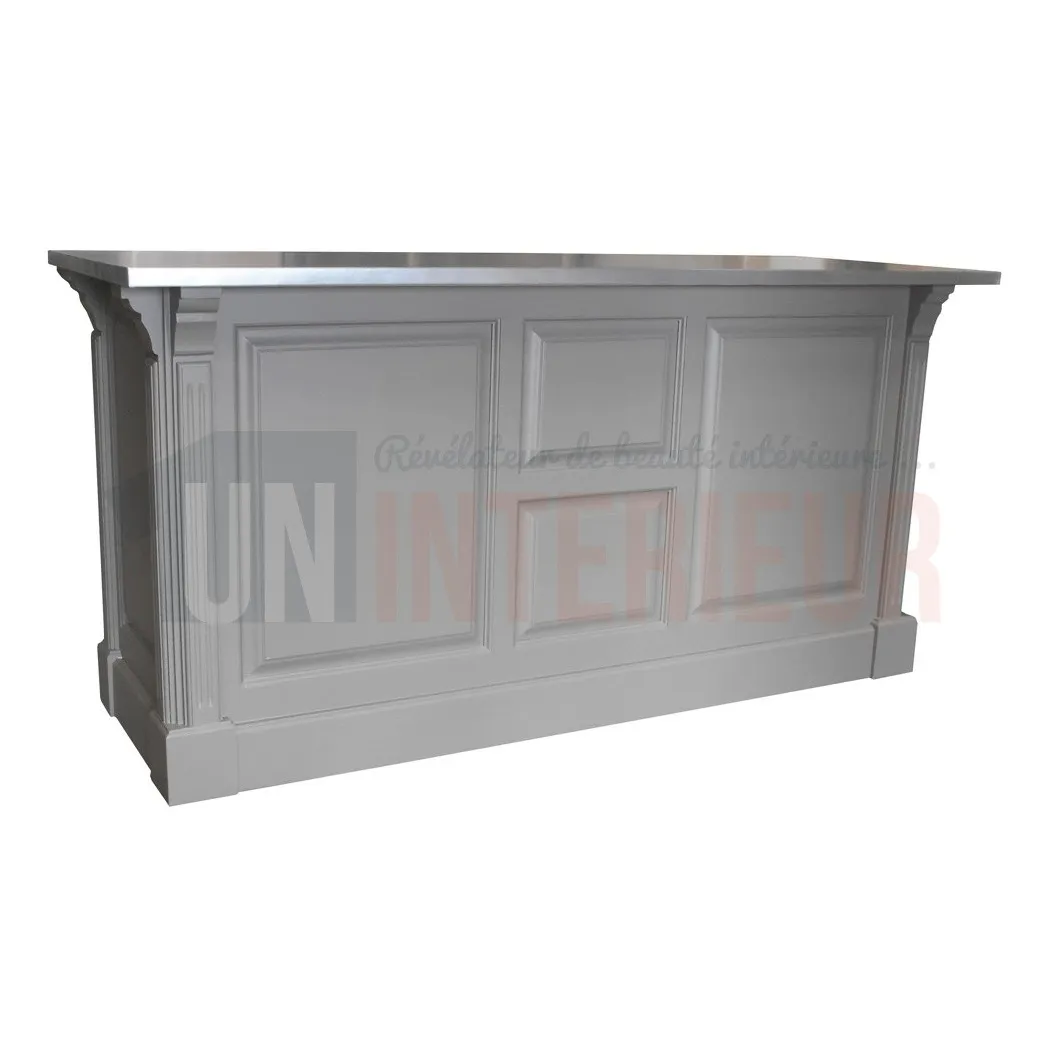 Comptoir en pin massif 190cm passe-plat (95cm de haut) - Chester