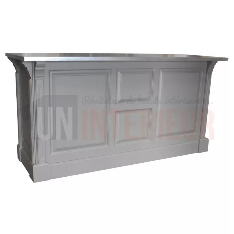 Comptoir en pin massif 190cm passe-plat (95cm de haut) - Chester