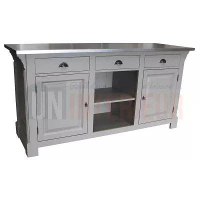 Comptoir en pin massif 190cm passe-plat (95cm de haut) - Chester