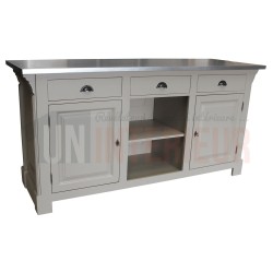 Comptoir en pin massif 190cm passe-plat (95cm de haut) - Chester