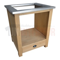 Petit meuble de bar 120cm + galerie de bar en pin massif - Chester