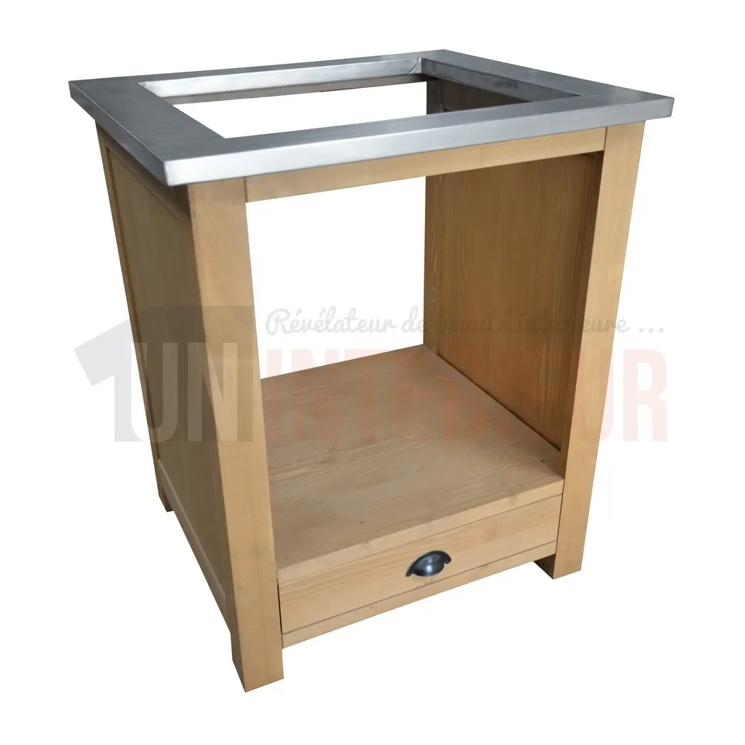 Petit meuble de bar 120cm + galerie de bar en pin massif - Chester